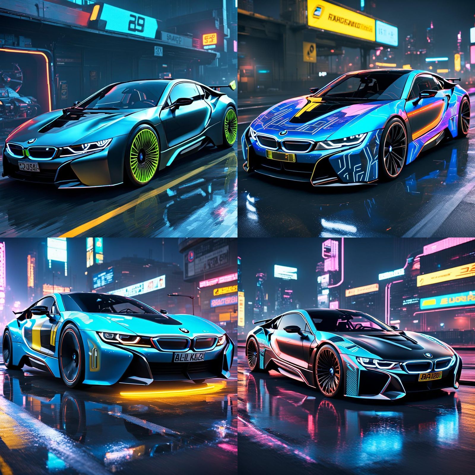BMW I8 Speeds Through Cyberpunk Metropolis