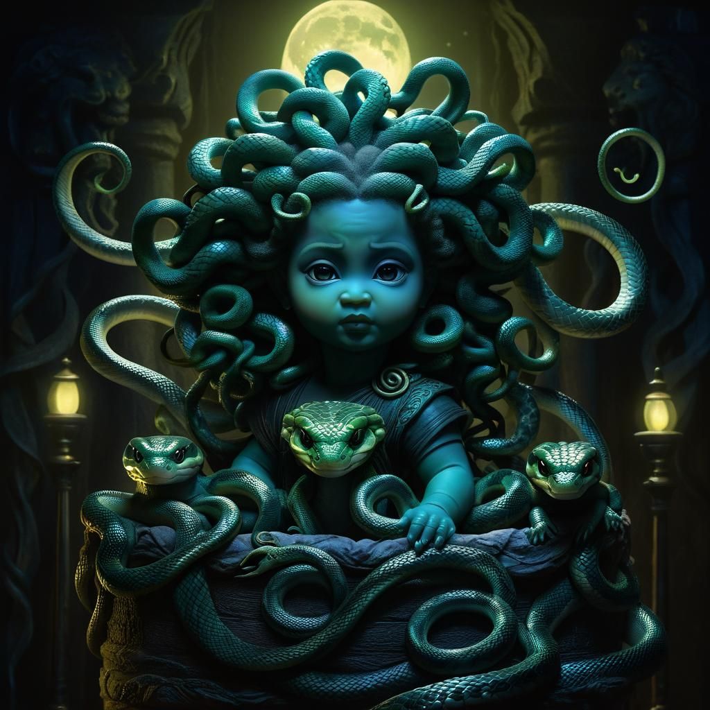 Moonlit Infant Goddess of Ancient Greece