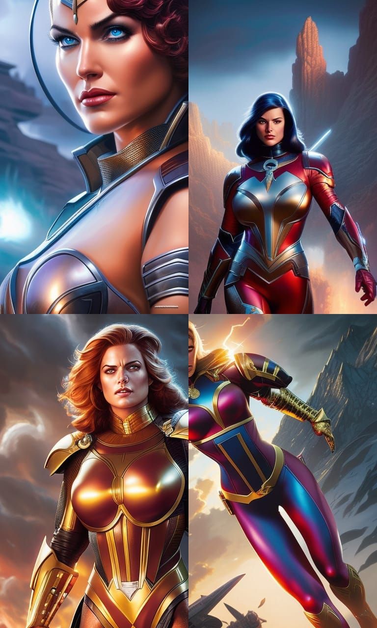 Epic Cinematic Digital Painting of a Power Girl in a Maximal...