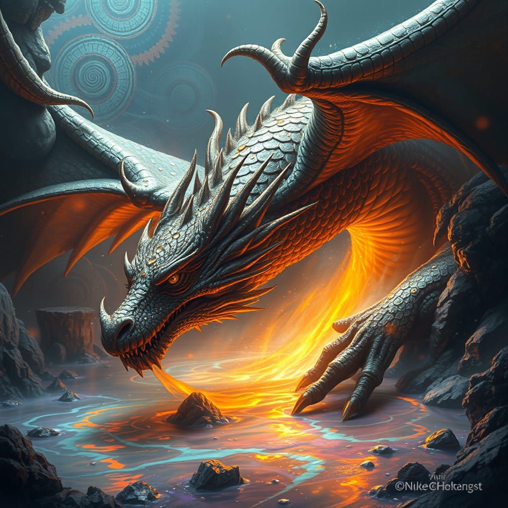 Surreal Dragon Melts into Dreamlike Liquid in a Fantastical ...