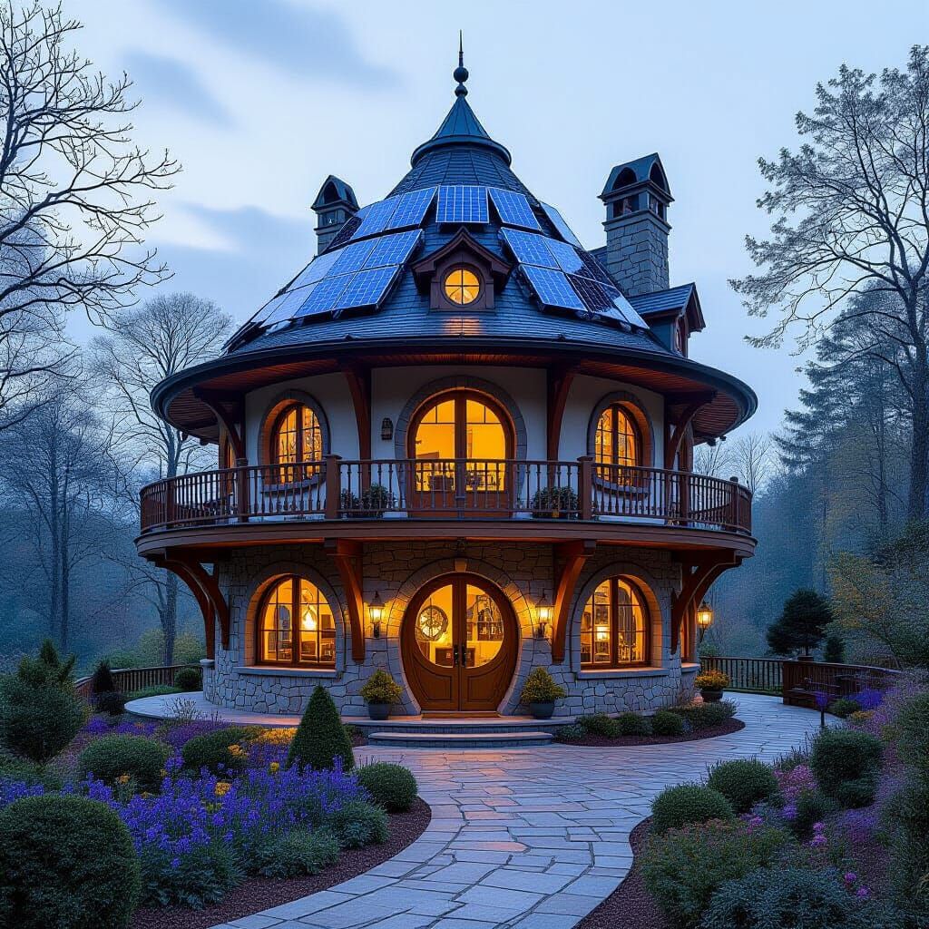 Whimsical Countryside Home with Winter Garden in Hobbit Styl...