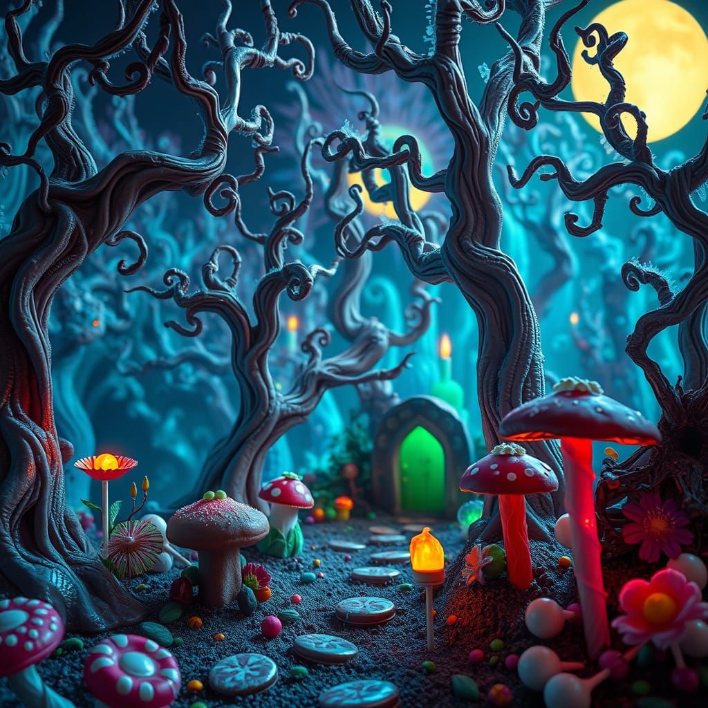 Eerie Candy Landscapes in Dark Whimsy Style