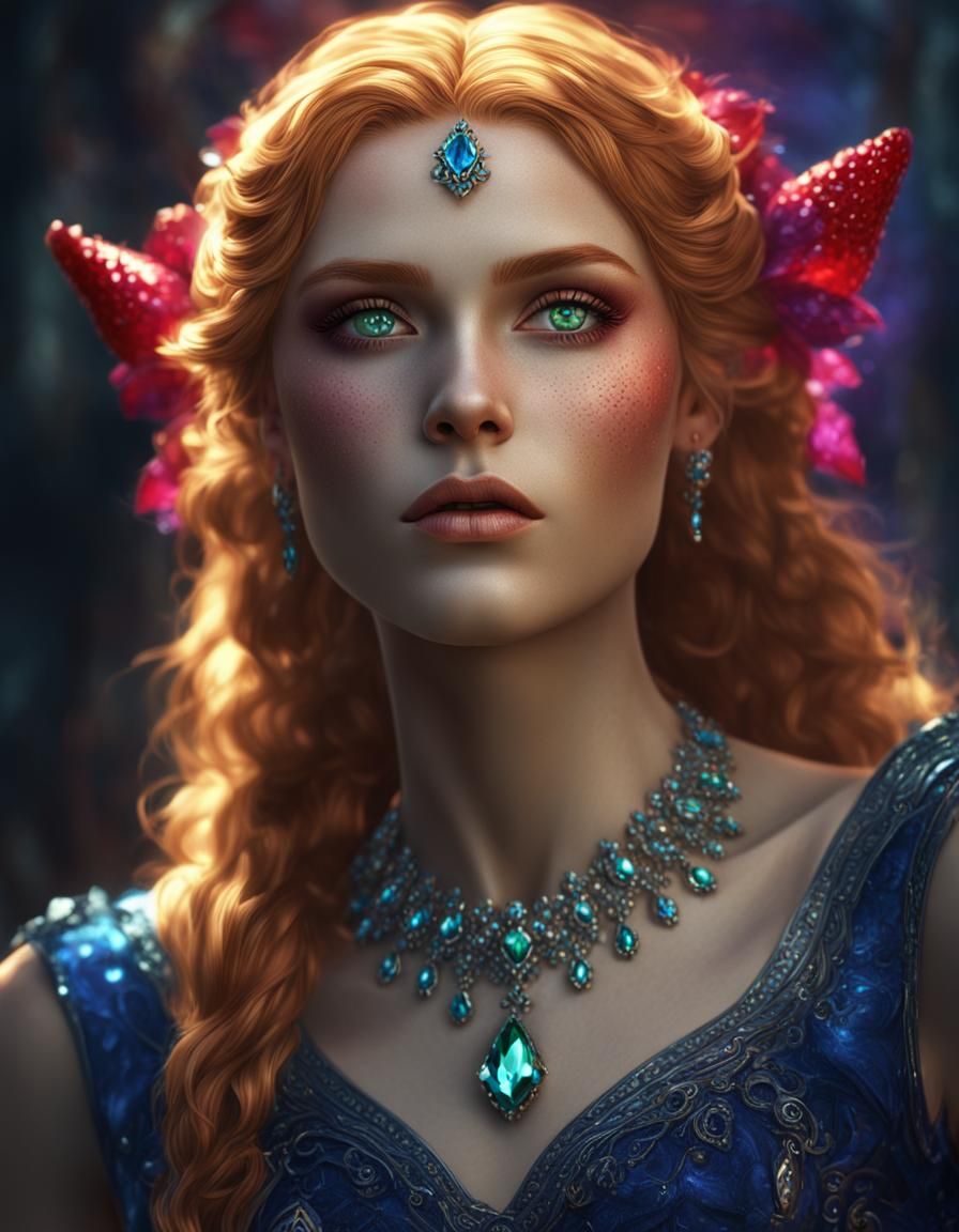 Ethereal Gothic Siren in Shimmering Opulence