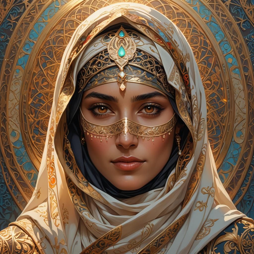 Stunning Woman in Traditional Lebanese Niqab, Inspired by Gr...