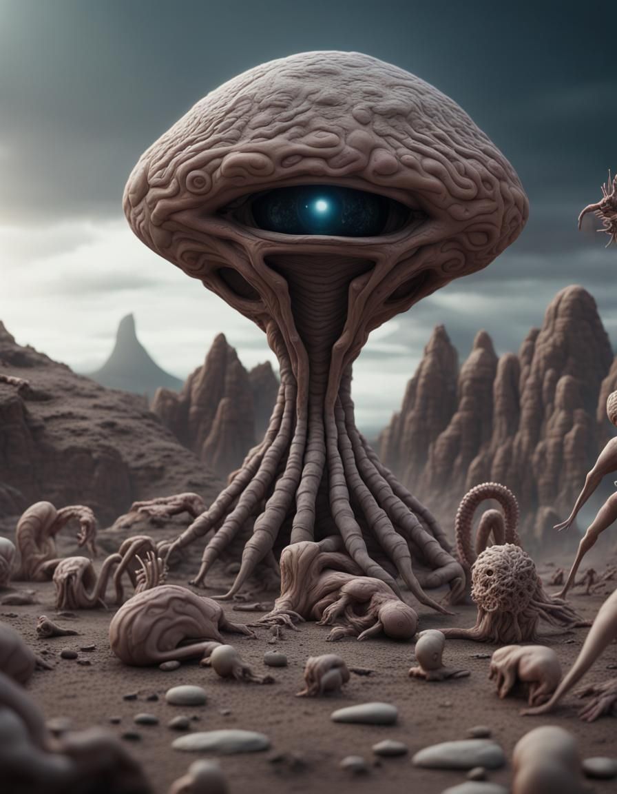 Hyperrealistic CGI A.L.F. Alien Life Form in Claymation Styl...