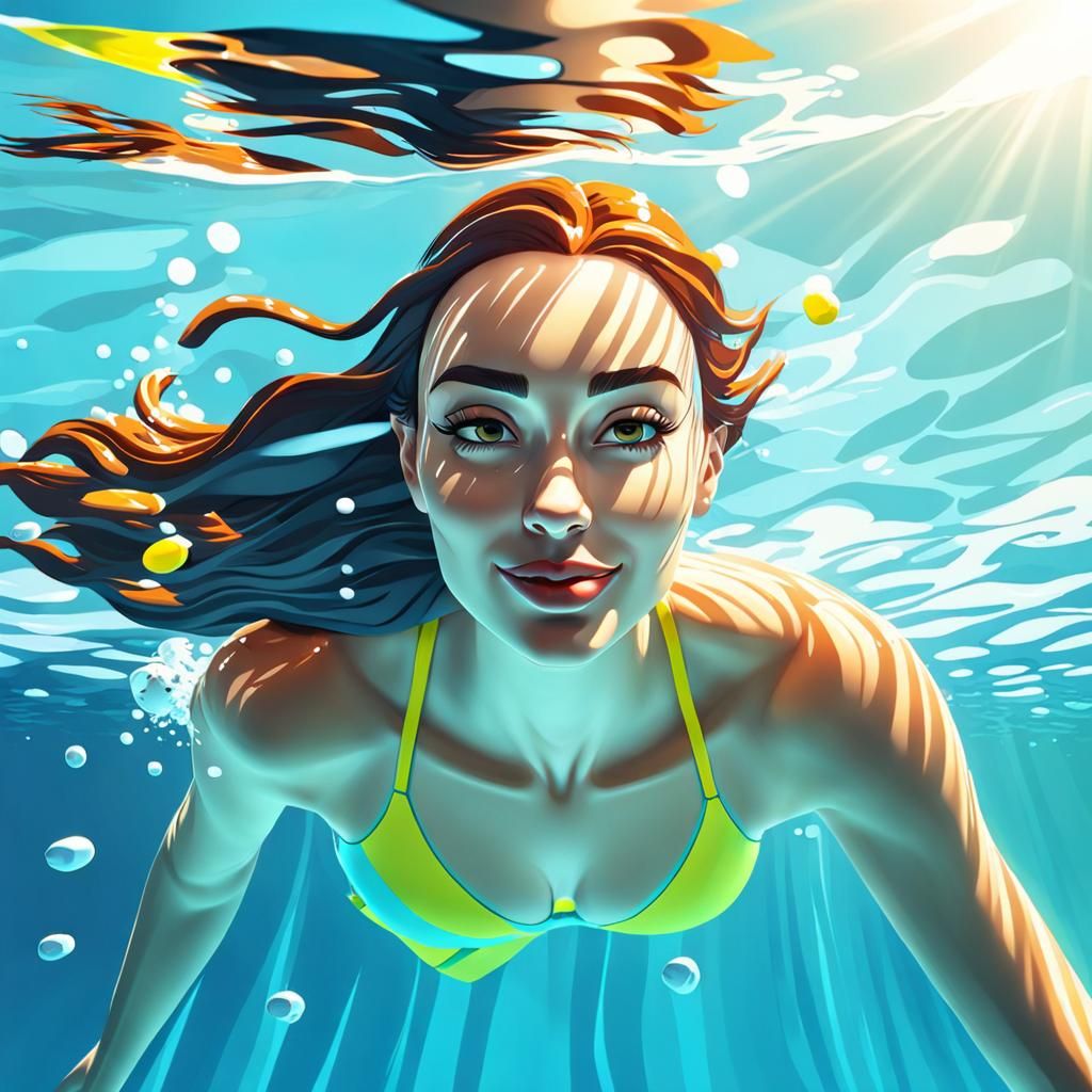 Cartoon Style Mermaid with Soft Smile