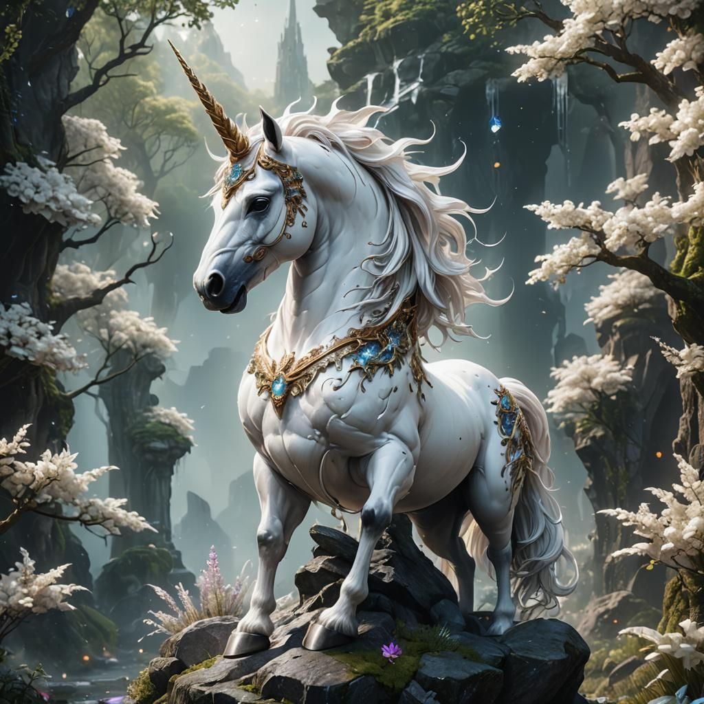 Ethereal Unicorn in Crystal Ornament