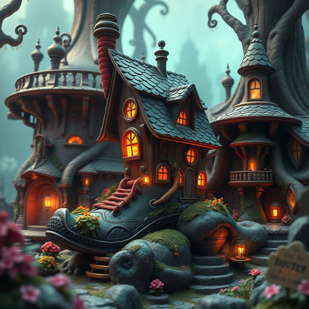 Whimsical House-Boots in Enchanted Dreamworld
