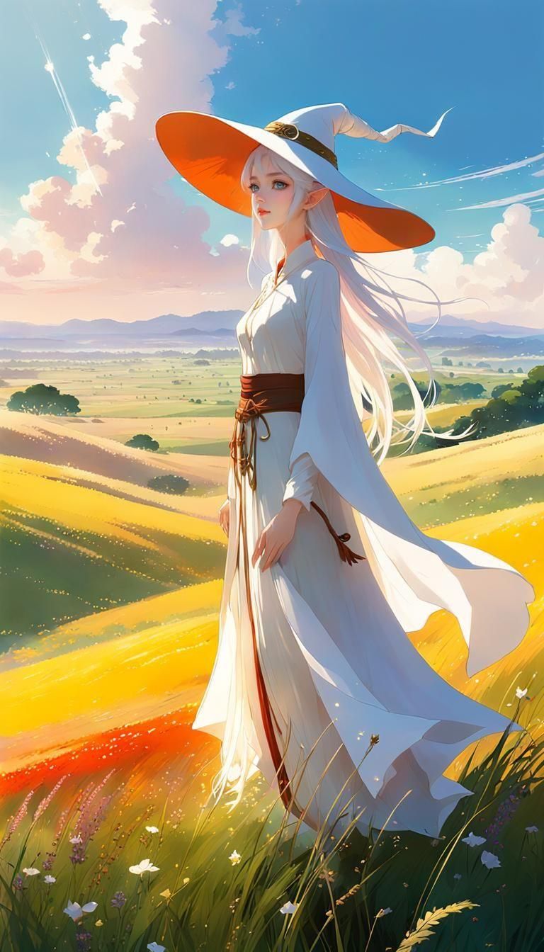 Ethereal Witch of the Prairie Kingdom in Anime Style