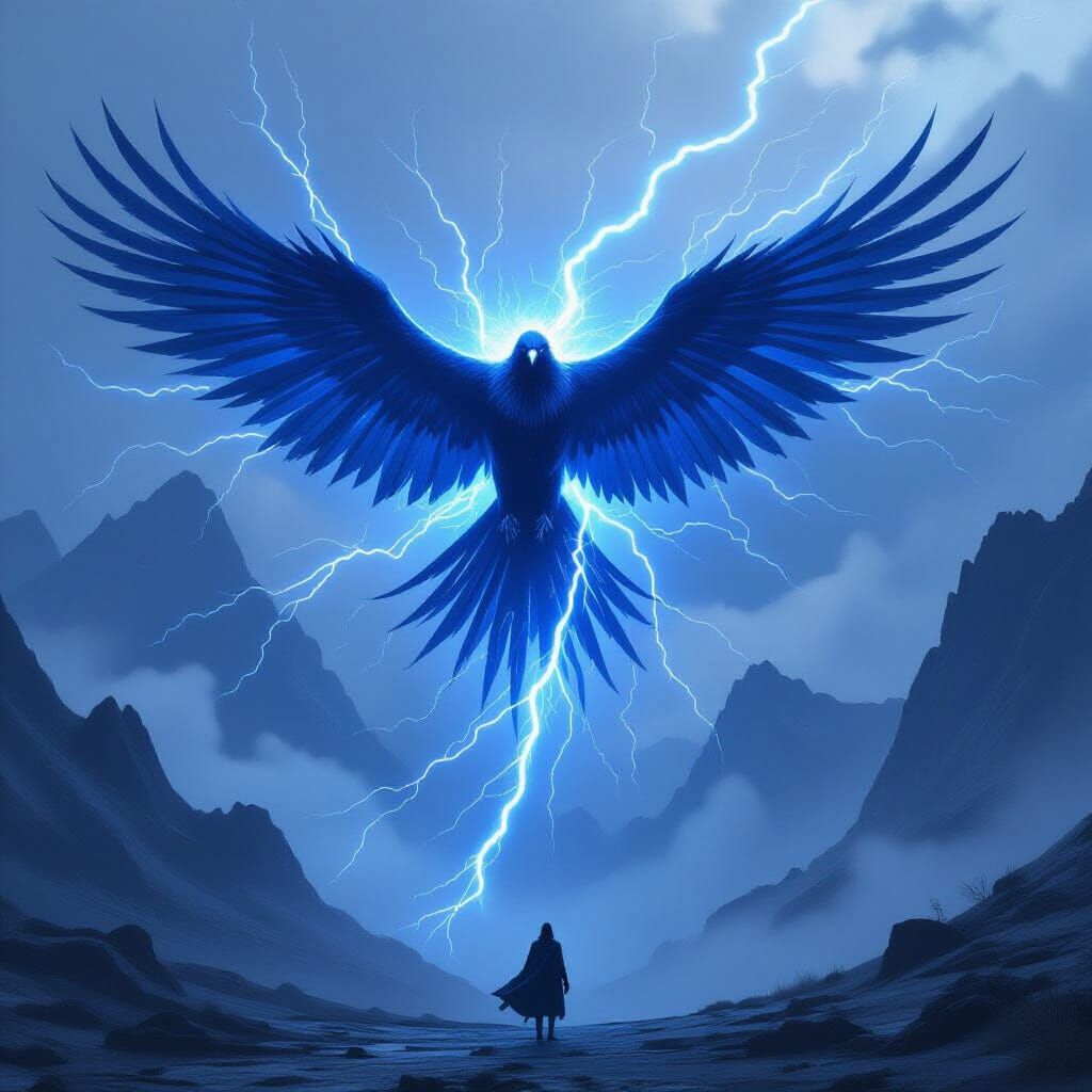 Colossal Lightning Crow Elemental in Fantasy Art