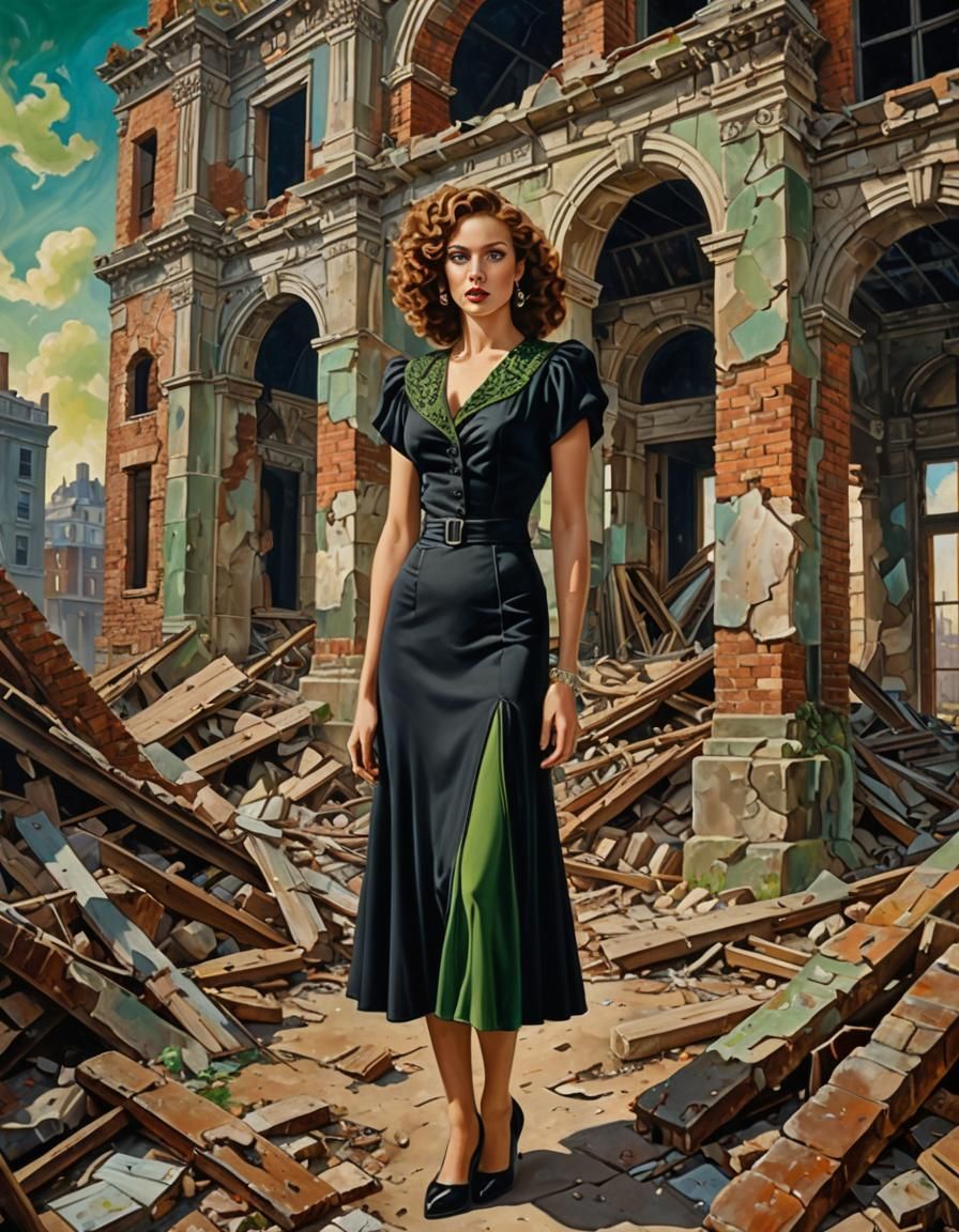 Surrealist Latina in Art Deco Ruin