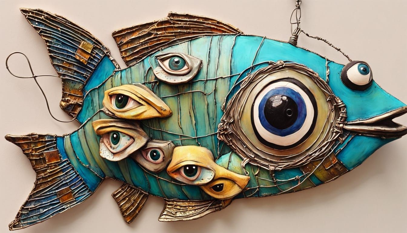 Surreal Lost Creature Falling in Maximalist Scene