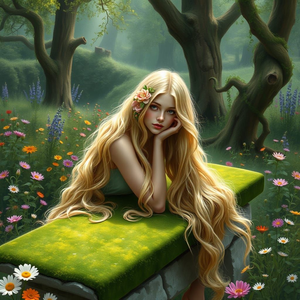 Serene Garden Goddess in Ethereal Bloom