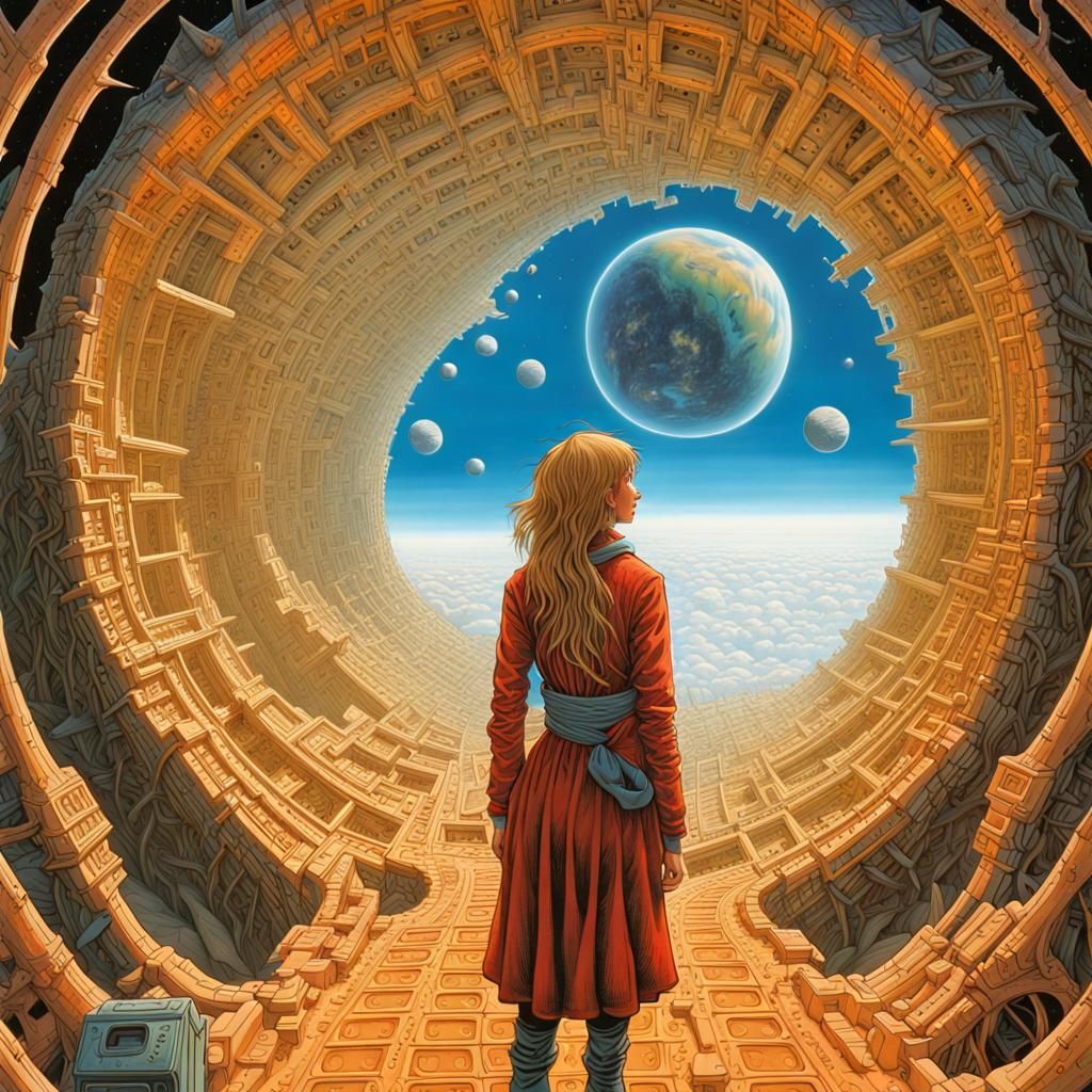 Ethereal Horror Portrait of a Young Woman at Infinity's Edge