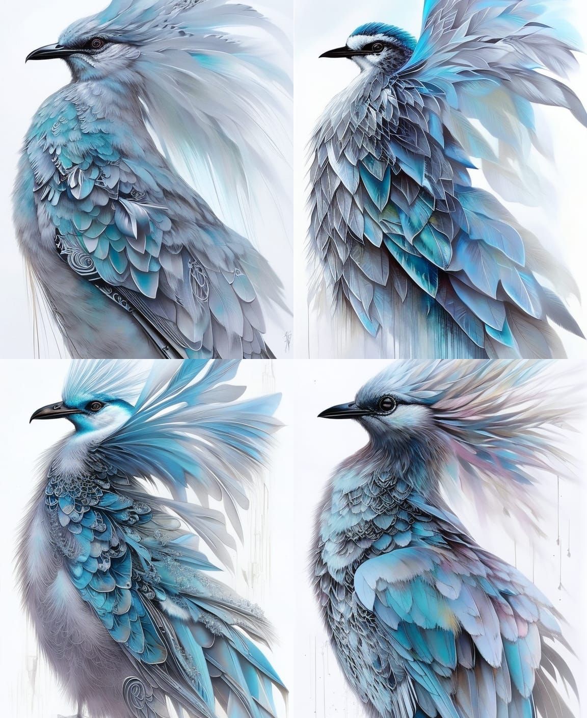 Magical Frost Bird Portrait in Intricate Digital Art