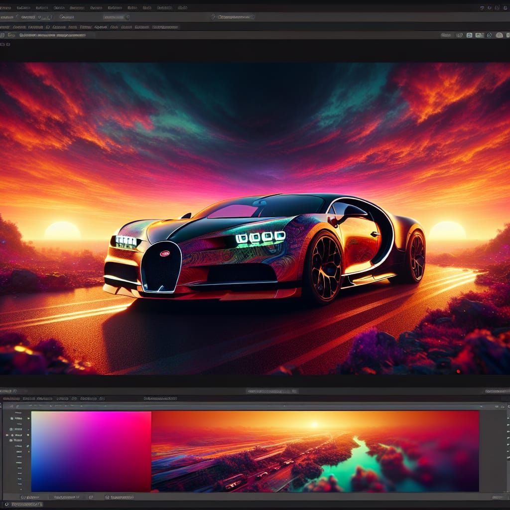 Luxury Hypercar in Sunset Fantasy