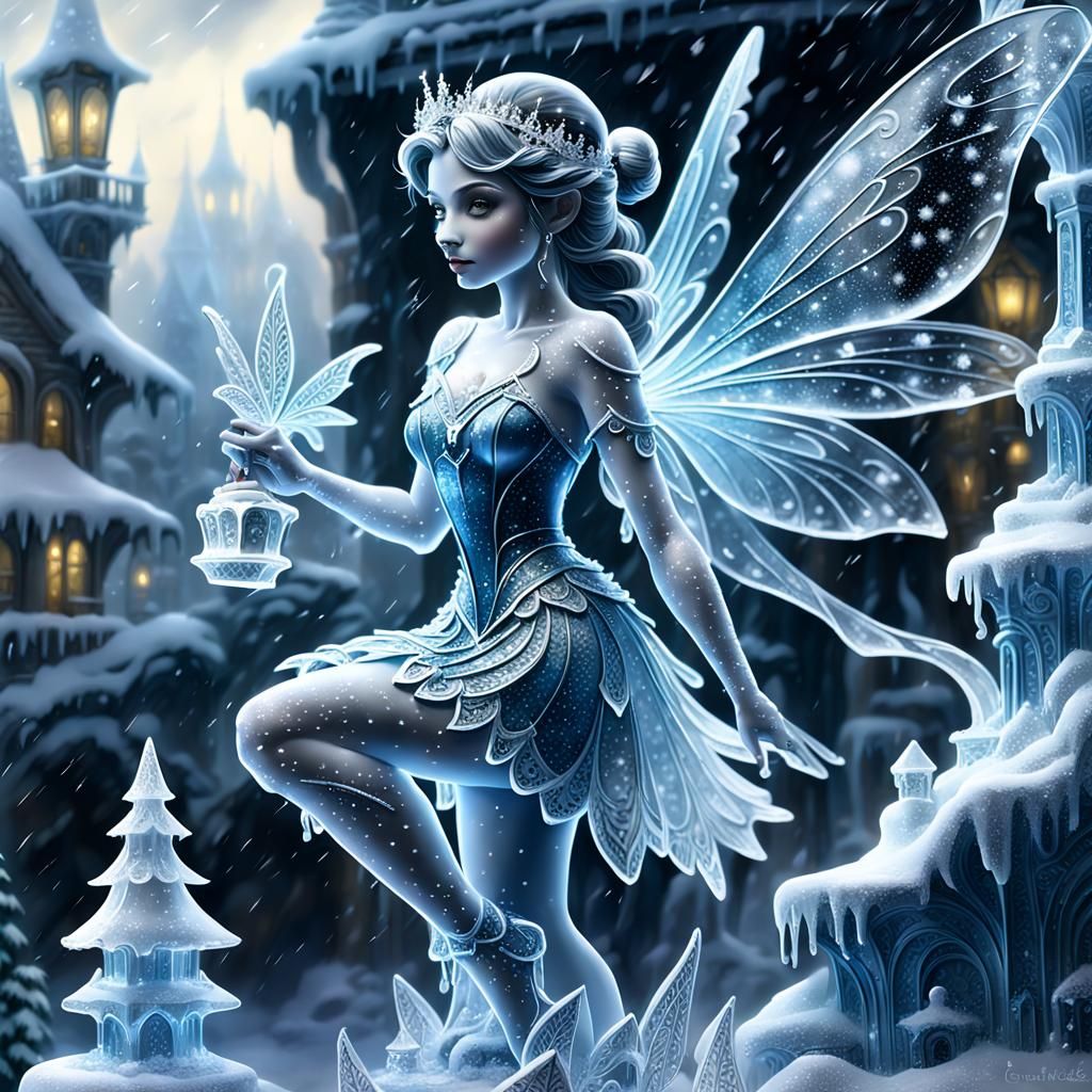 Ethereal Ice Fairy in Snowy Wonderland