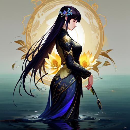 Enchanting Lotus Goddess in Guweiz Style