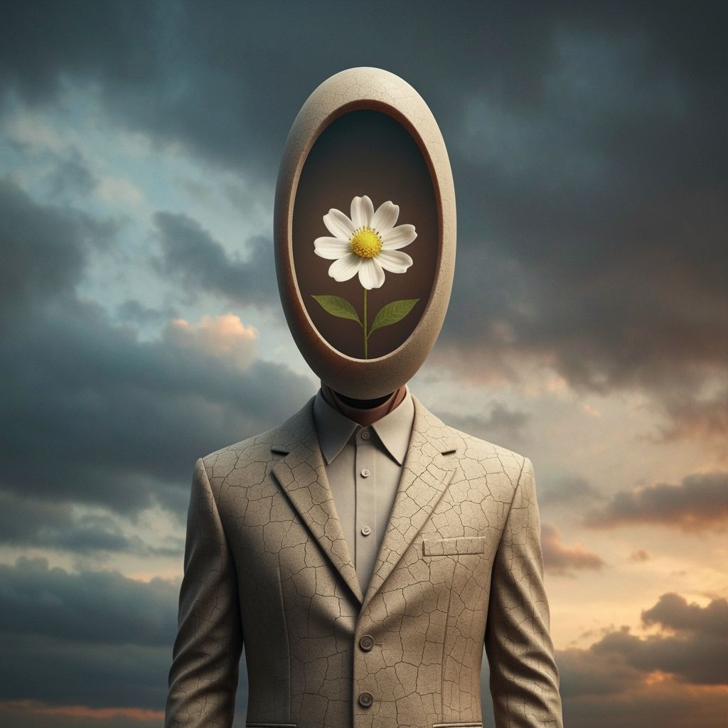 Surreal Humanoid Figure with Flower in Head