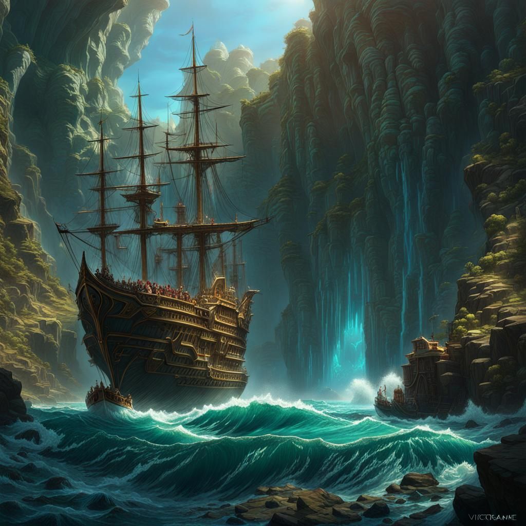 Dark Fantasy Journey through Turbulent Waters