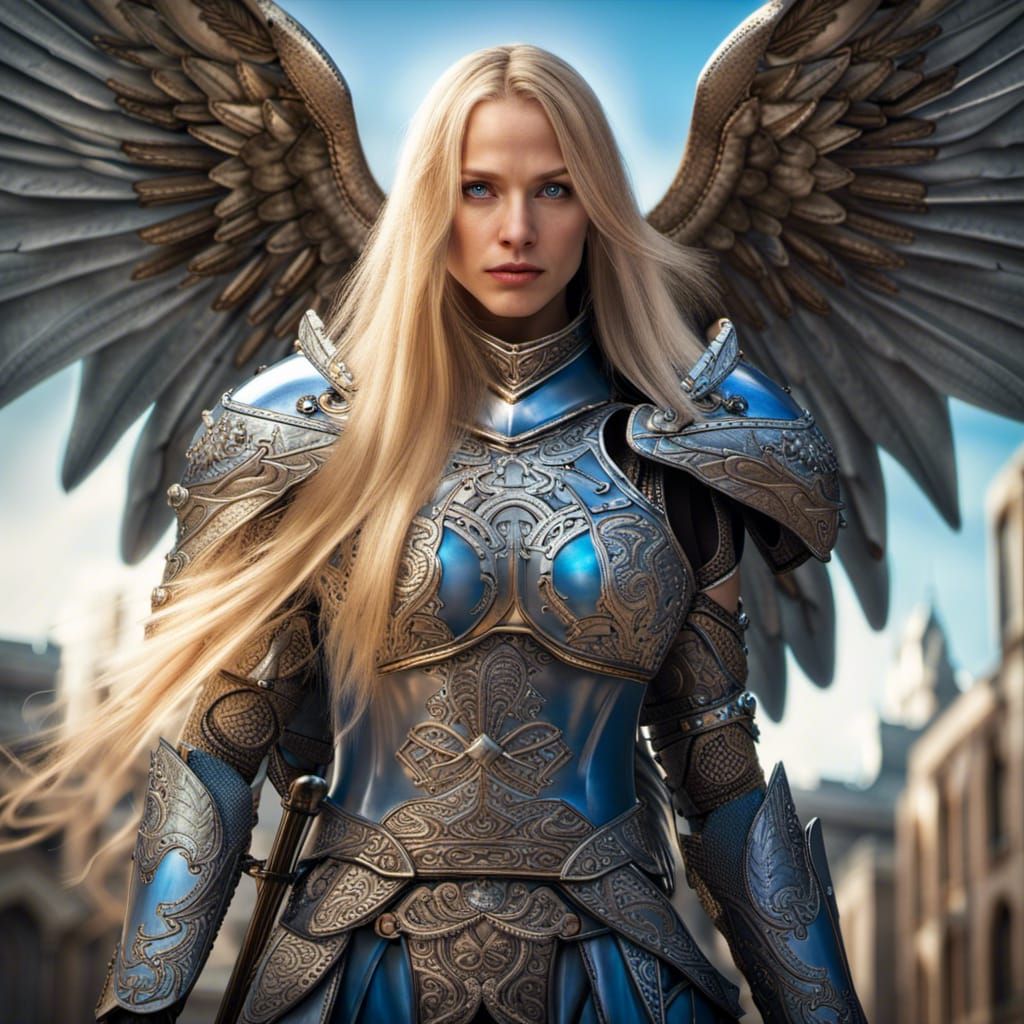Hyperrealistic Battle Angel Warrior in Armor