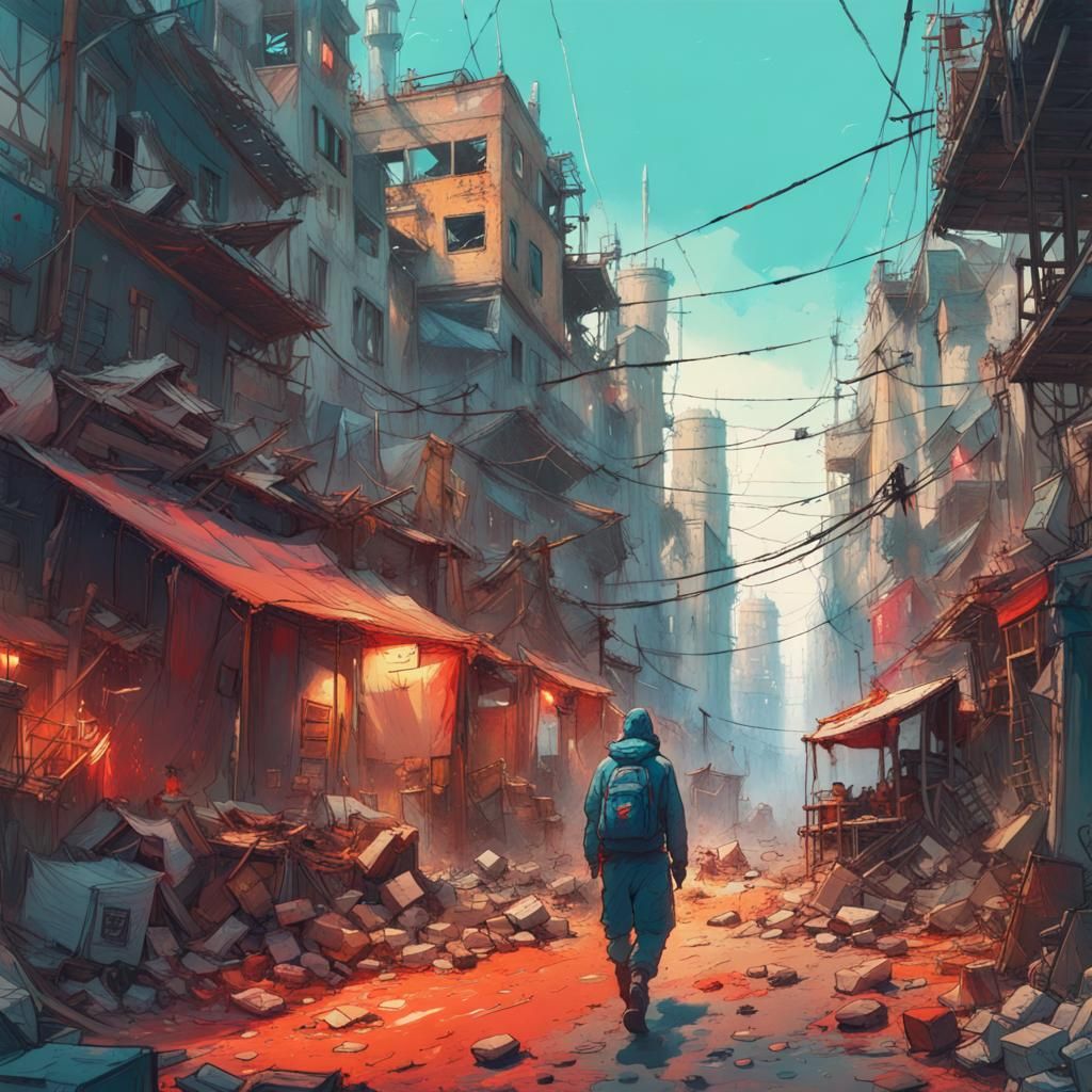 Vibrant Cityscape in Intricate Digital Art