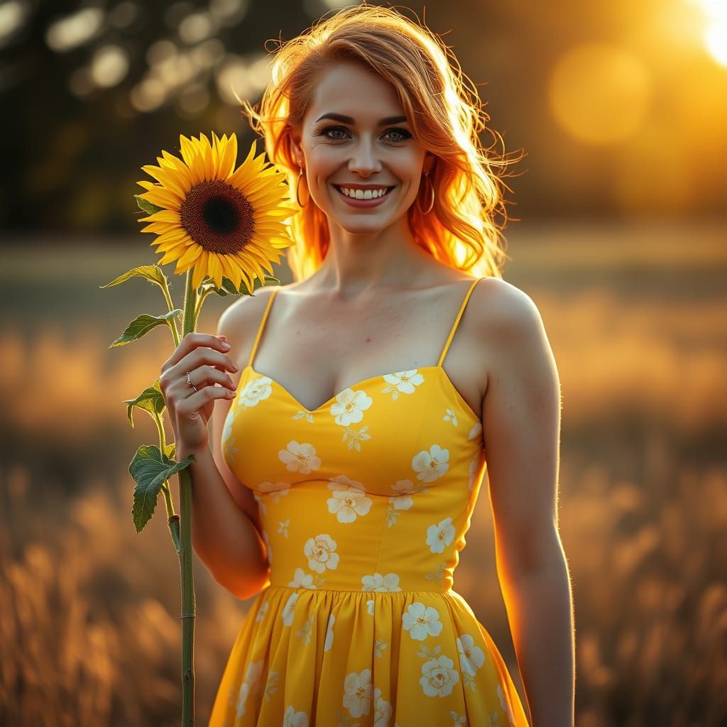 Radiant Woman in Sunny Afternoon Glow