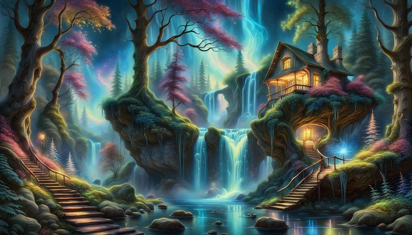 Dreamlike Bioluminescent Forest