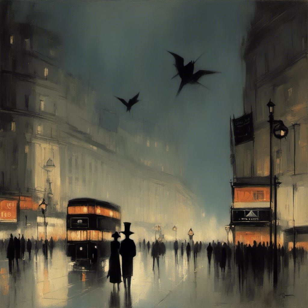 Ghostly Figure in London's Piccadilly Circus at Night