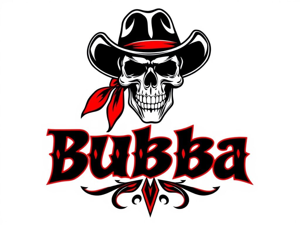 Tribal Skull Logo with Cowboy Hat in Comic Book Style