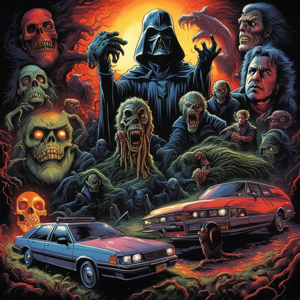 Retro Horror VHS Poster Art in Smooth Comic Book Style