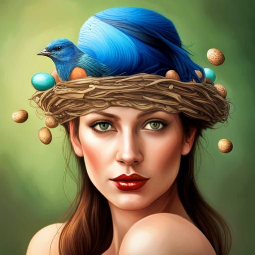 Elegant Lady Adorns Herself with Delicate Bird's Nest Adornm...