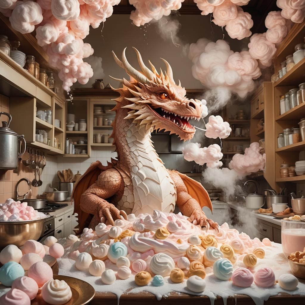 Dragon's Sweet Baking Paradise in Warm Golden Light