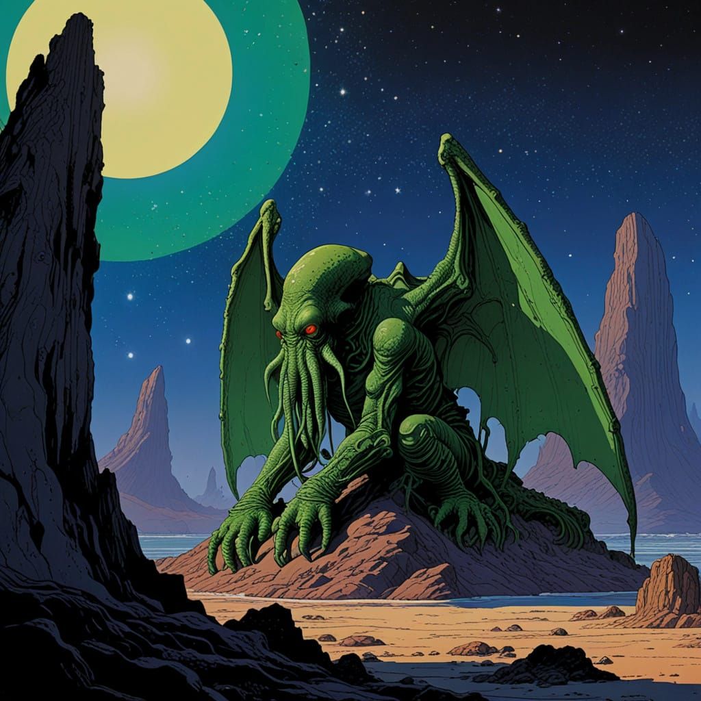 Ethereal Cthulhu Dreamscape in Cosmic Art