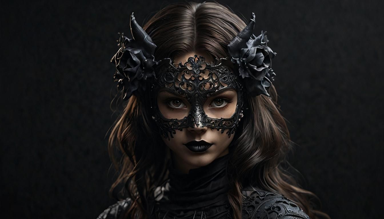 Girl in Halloween Mask, Chiaroscuro Portrait