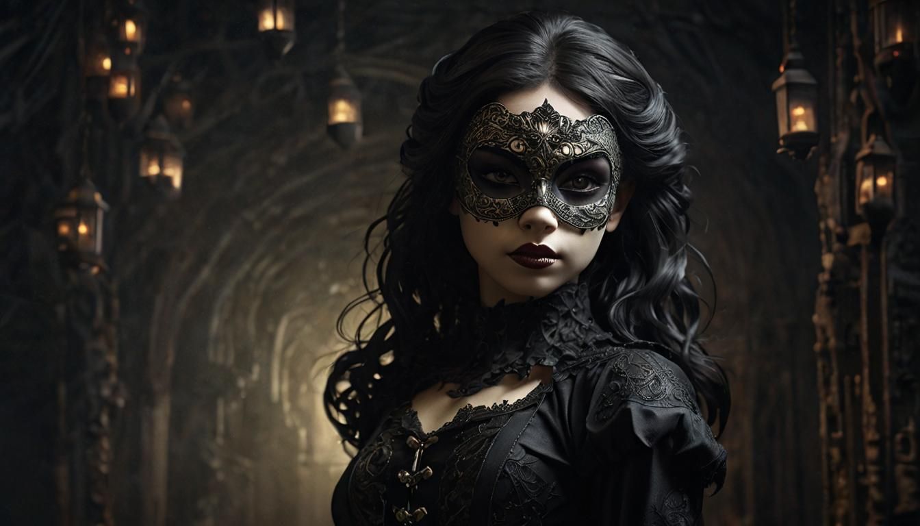 Girl in Halloween Mask: Chiaroscuro Portrait