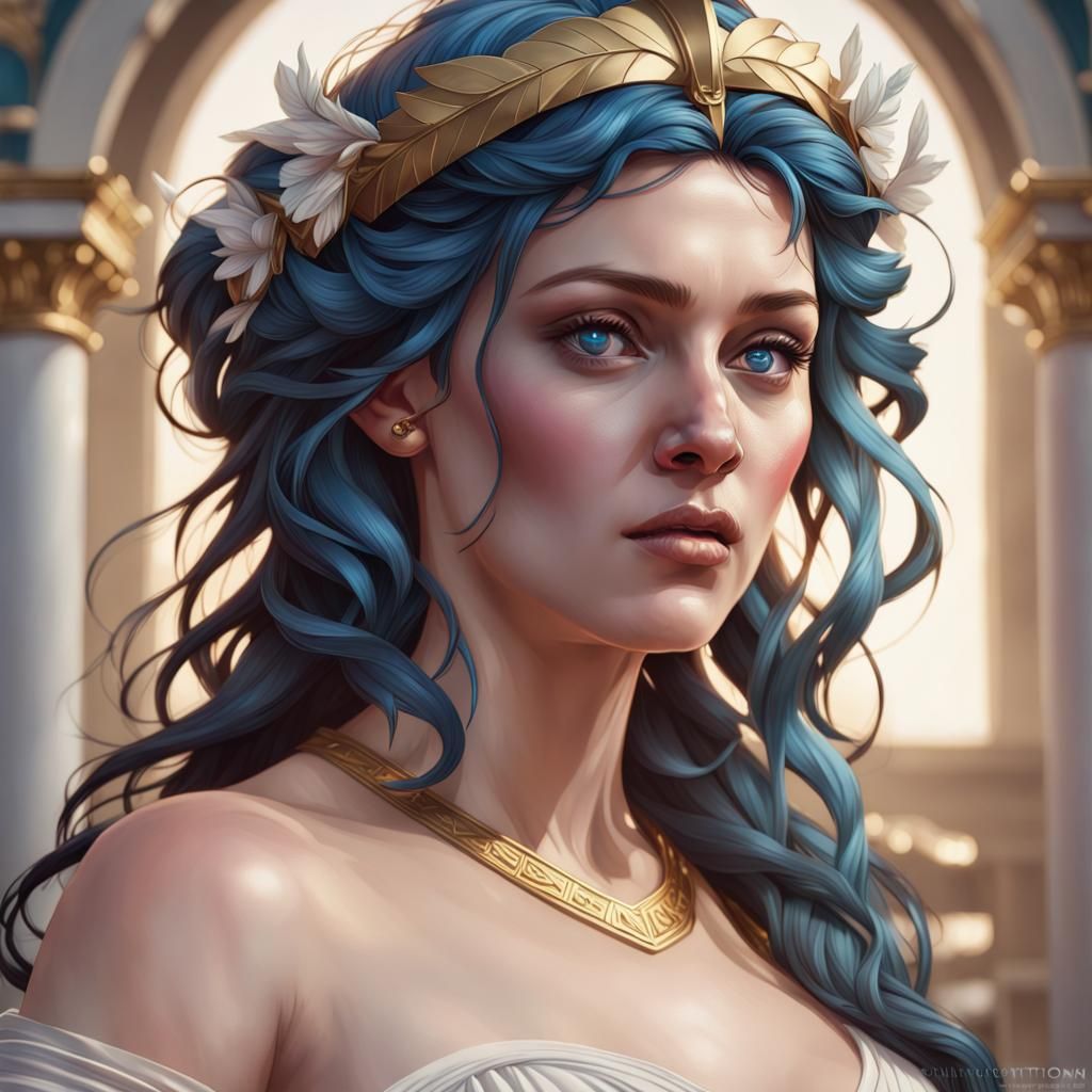 Greek Goddess Hestia in Vibrant Triadic Colors