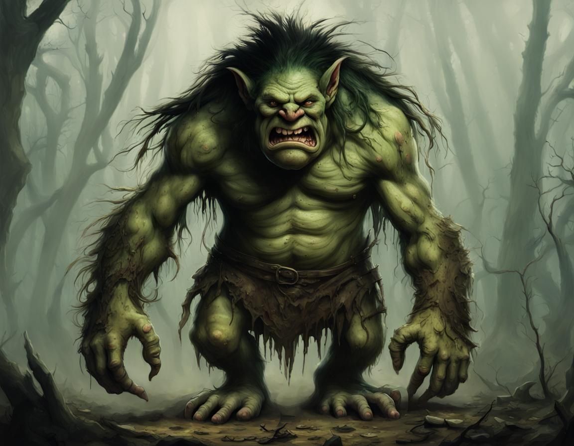 Vicious Troll Portrait in Dark Fantasy Style
