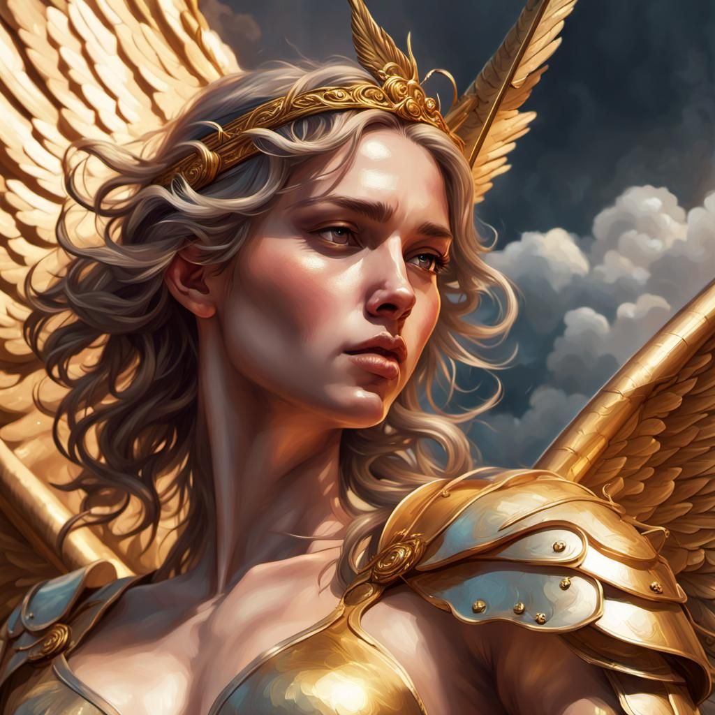 Angel with Golden Spear in Triadic Colors