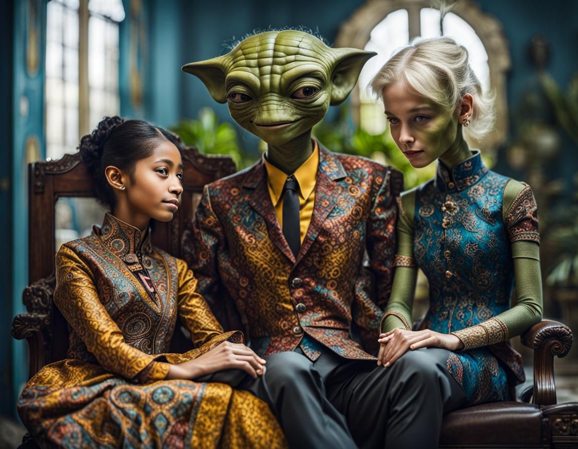 Surreal Alien Restaurant Celebration in Magical Realism