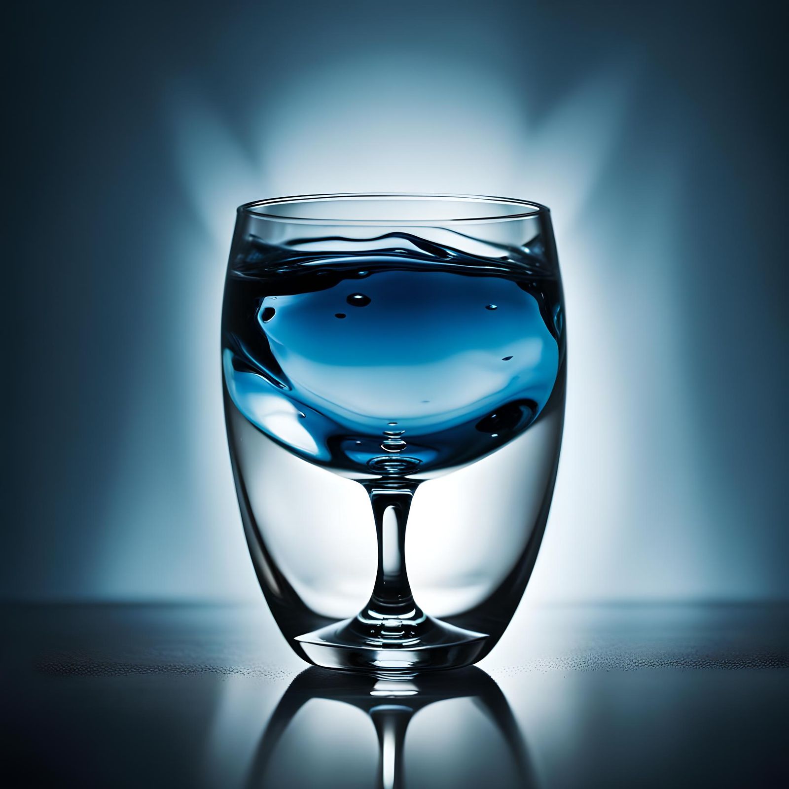 Silver Glass Floating in a Dark Room