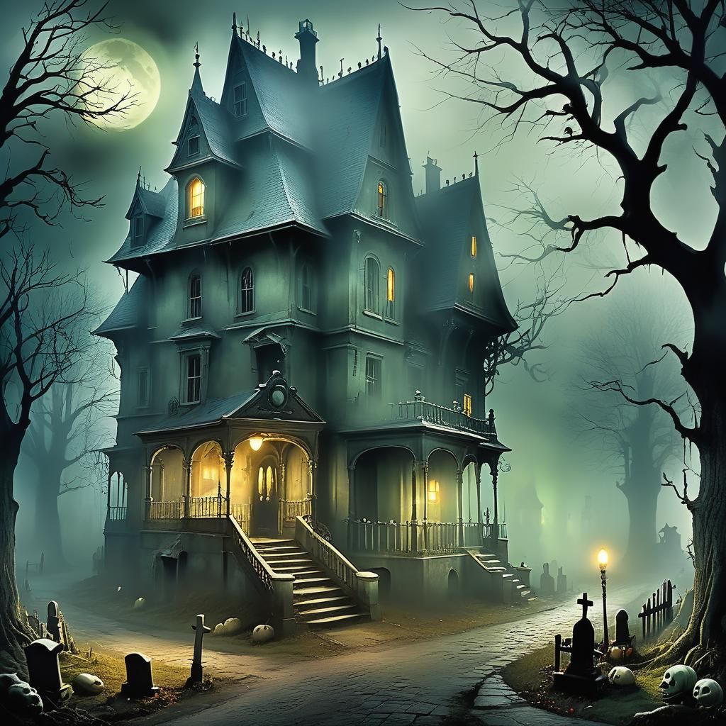 Haunted Mansion in Twilight Atmosphere