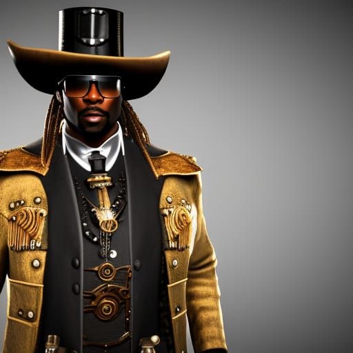 Steampunk Black American Man in Wild West Setting