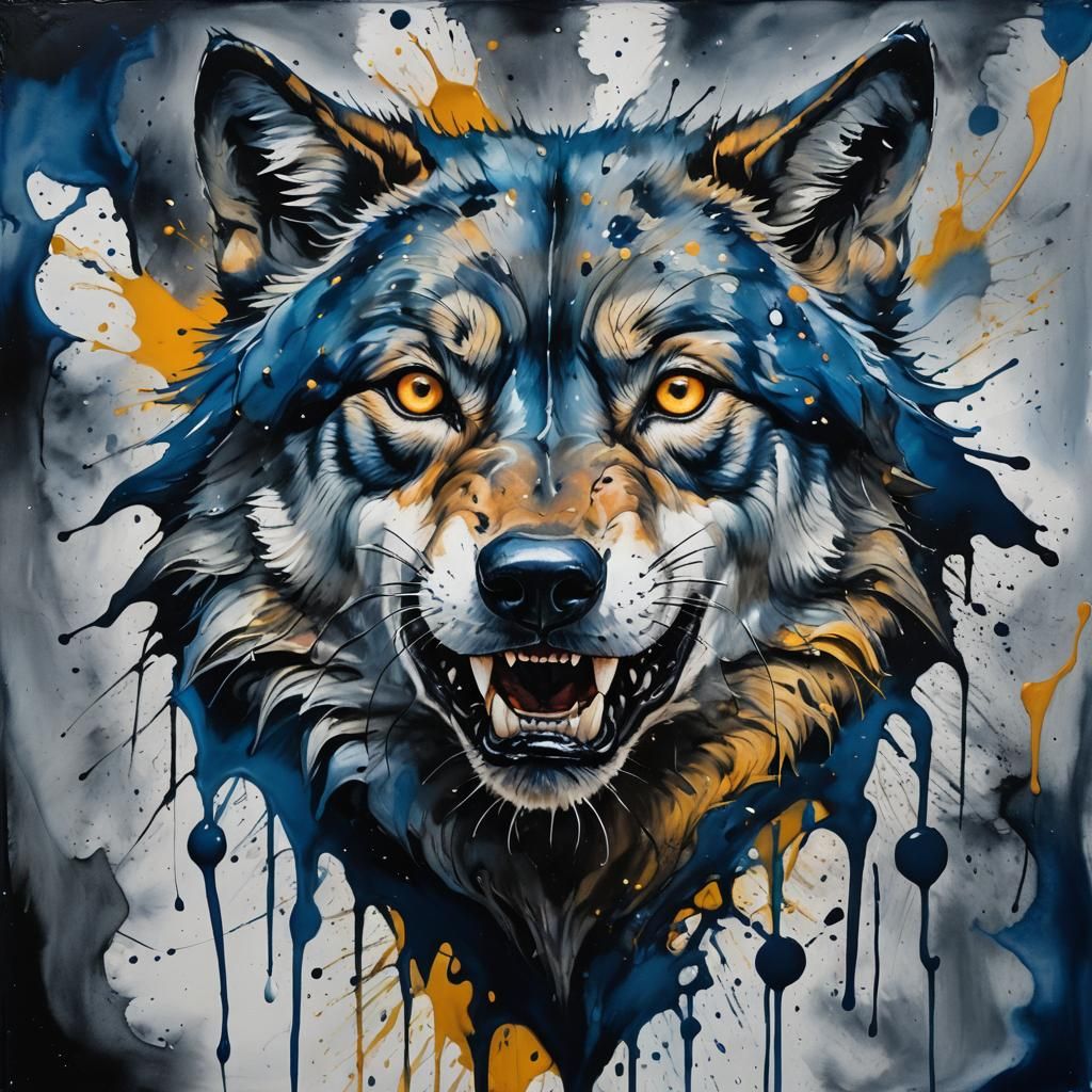 Wolf's Enigmatic Gaze in Midnight Splendor