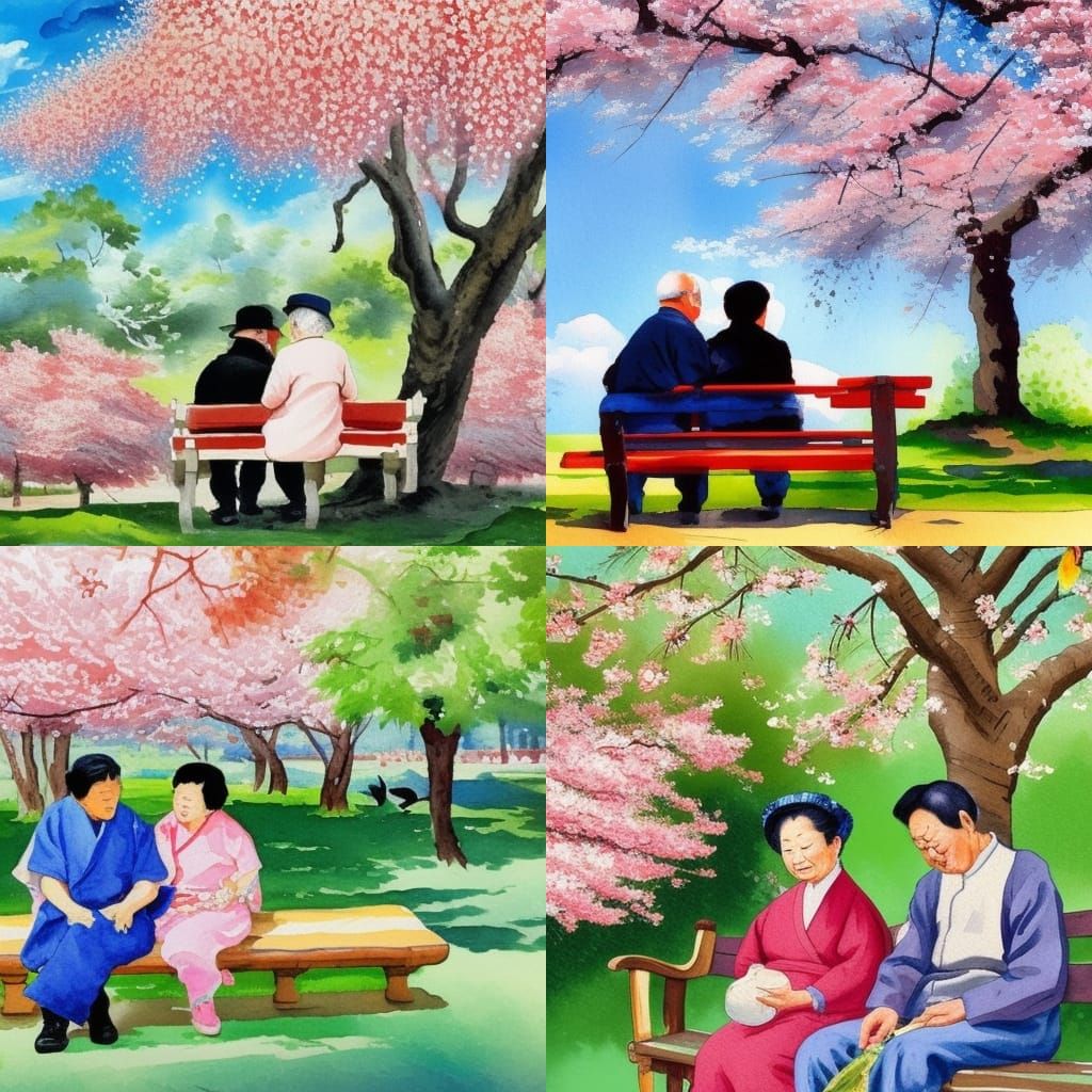 Ethereal Asian Love Amidst Blooming Cherry Blossoms