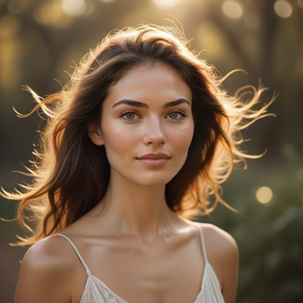 Timeless Portrait of a Young Woman in Elegant Serenity