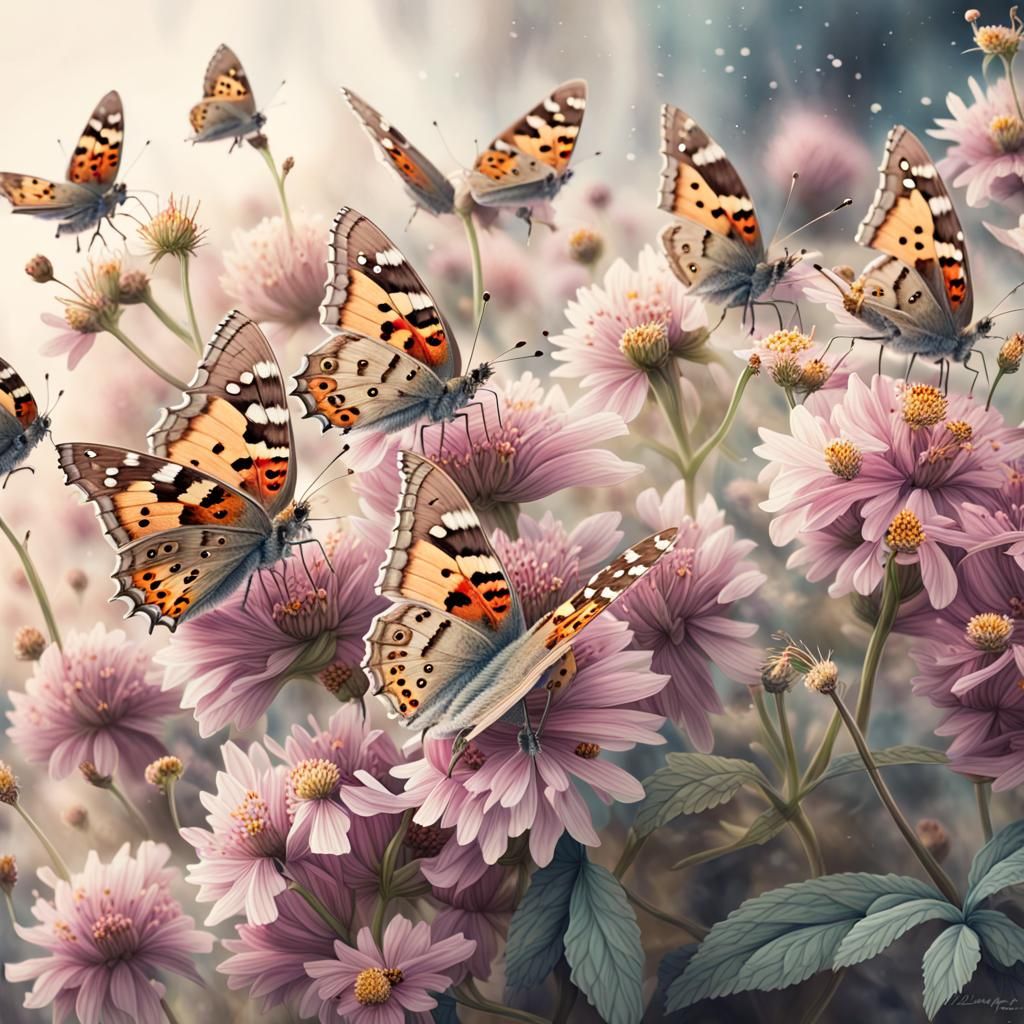 Butterflies in Pastel Paradise: An Epic Digital Painting
