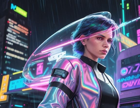 Rebecca Sugar in Neon City: Cyberpunk Hyperrealism