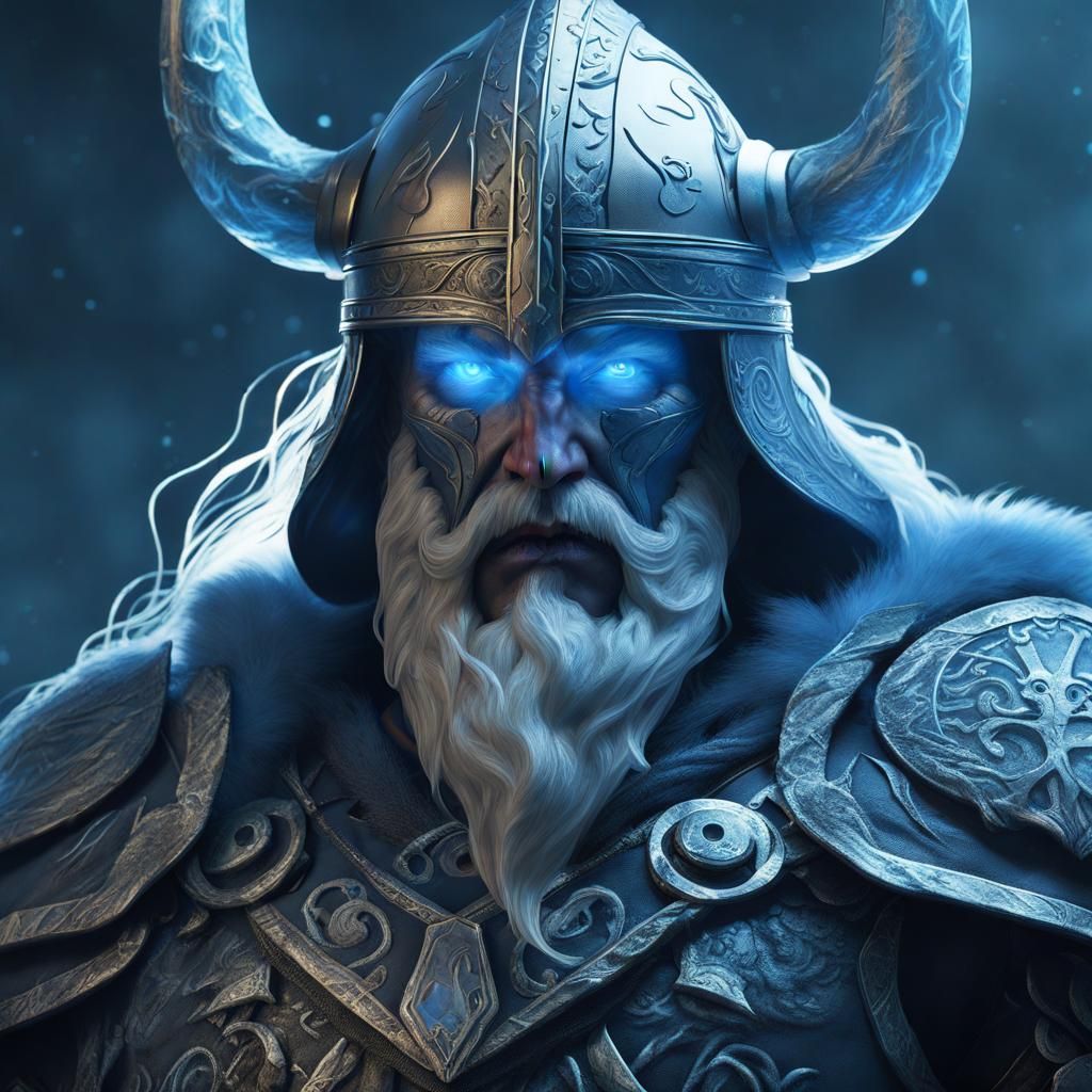 Ethereal Viking God of Wisdom in Dark Fantasy Concept Art