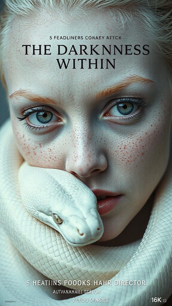 The Darkness Within: Albino Woman & Snake Retro-Modern Poste...